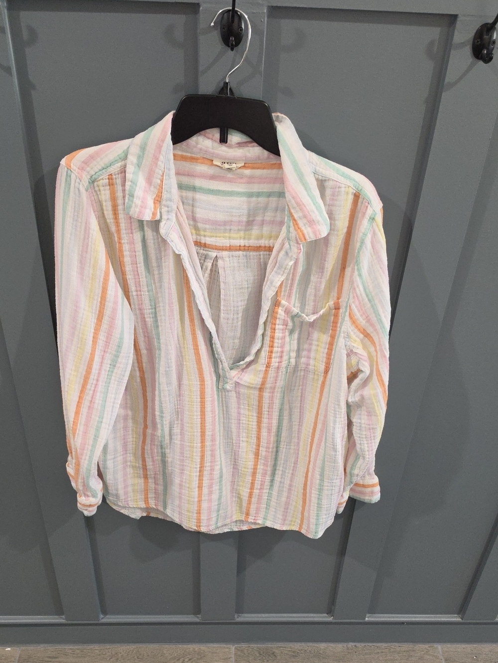a.n.a Pastel Multistripe Button-Front Shirt